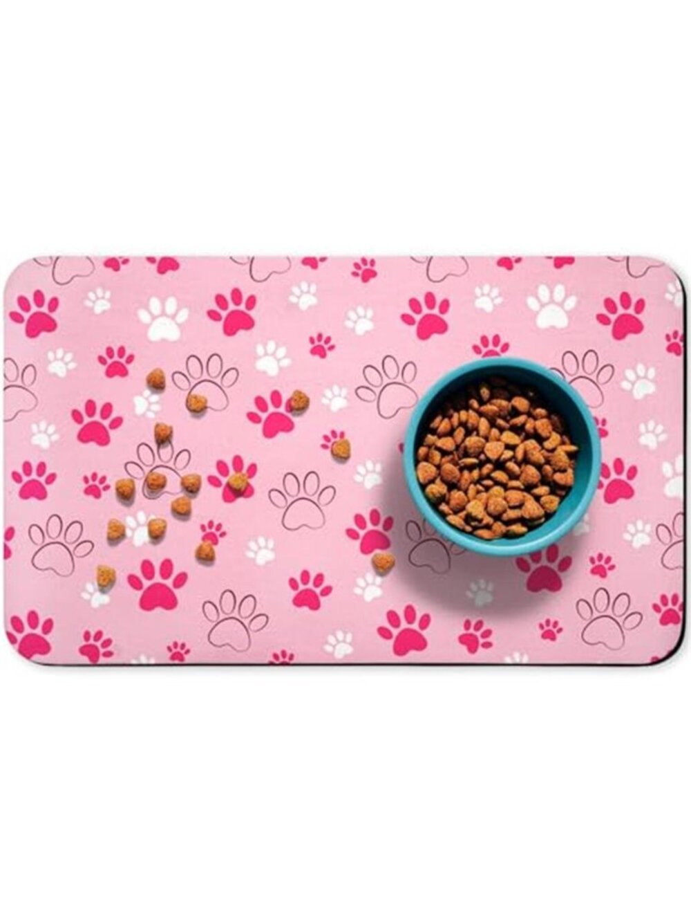 Dog Food Mat Absorbent Water Bowl Mats Cat Pet Feeding Placemats Pink 20 * 12